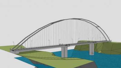 现代跨河公路大桥SU模型下载_sketchup草图大师SKP模型