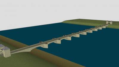 中世纪跨河桥SU模型下载_sketchup草图大师SKP模型