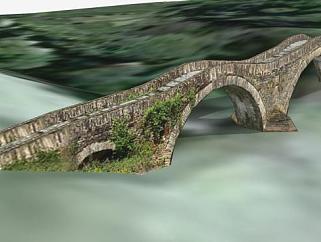 古老纹理的石拱桥SU模型下载_sketchup草图大师SKP模型