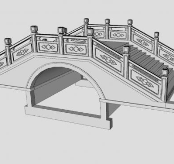 中式石拱桥梁SU模型下载_sketchup草图大师SKP模型