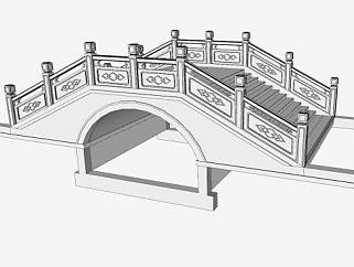 中式石拱桥梁SU模型下载_sketchup草图大师SKP模型