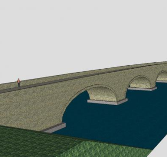 跨河六拱桥SU模型下载_sketchup草图大师SKP模型