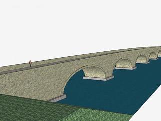 跨河六拱桥SU模型下载_sketchup草图大师SKP模型