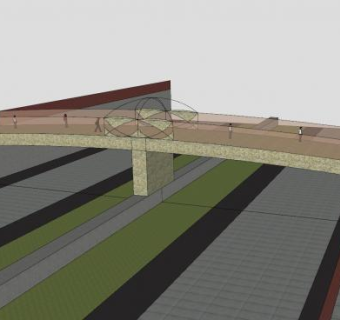 混凝土人行天桥SU模型下载_sketchup草图大师SKP模型