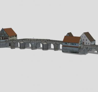 德国哈堡石桥和房屋SU模型下载_sketchup草图大师SKP模型