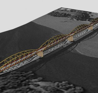 现代钢架桥SU模型下载_sketchup草图大师SKP模型
