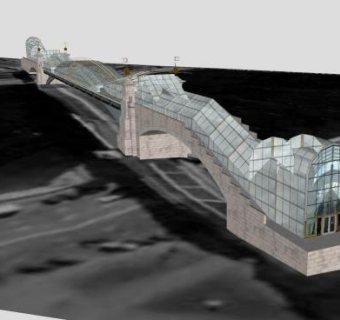 现代玻璃天棚天桥SU模型下载_sketchup草图大师SKP模型