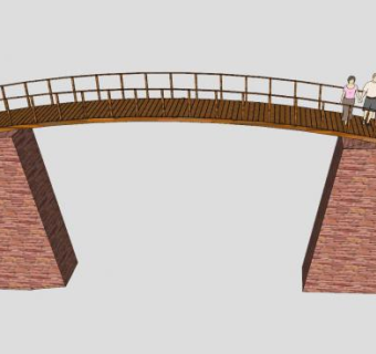 石砖柱木架拱桥SU模型下载_sketchup草图大师SKP模型