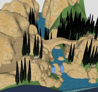 公路石桥SU模型下载_sketchup草图大师SKP模型