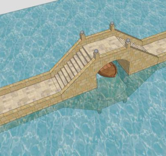 河道拱门石桥SU模型下载_sketchup草图大师SKP模型