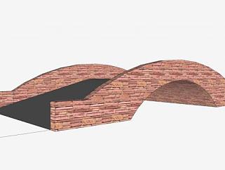 红砖石拱桥SU模型下载_sketchup草图大师SKP模型