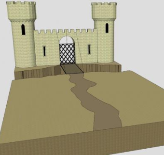 城堡吊桥SU模型下载_sketchup草图大师SKP模型