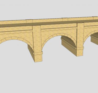 三拱道石桥SU模型下载_sketchup草图大师SKP模型