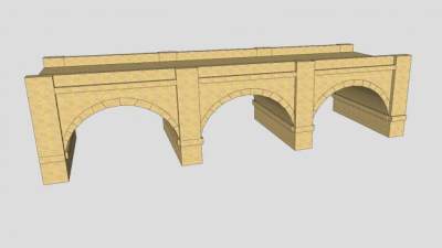 三拱道石桥SU模型下载_sketchup草图大师SKP模型