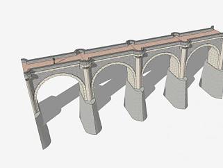 现代拱<em>道</em>高架石桥SU模型下载_sketchup草图大师SKP模型