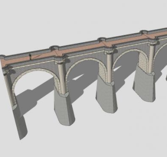 现代拱道高架石桥SU模型下载_sketchup草图大师SKP模型