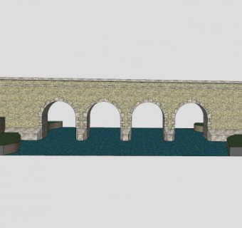 河道四拱门石桥下载_sketchup草图大师SKP模型