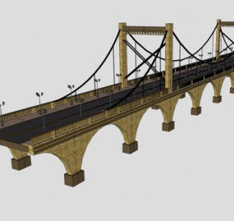 公路吊桥SU模型下载_sketchup草图大师SKP模型
