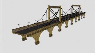 公路吊桥SU模型下载_sketchup草图大师SKP模型