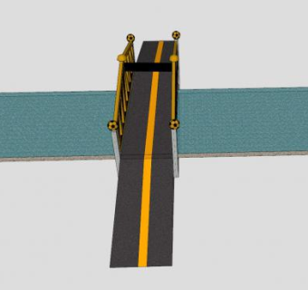 河道公路桥SU模型下载_sketchup草图大师SKP模型