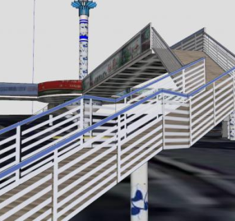 景德镇广场人行天桥桥梁SU模型下载_sketchup草图大师SKP模型