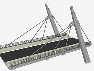 现代公路吊桥SU模型下载_sketchup草图大师SKP模型