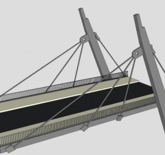 现代公路吊桥SU模型下载_sketchup草图大师SKP模型