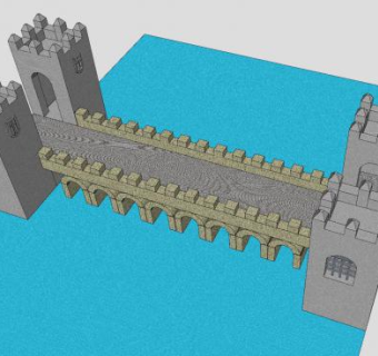 中世纪哨楼石桥SU模型下载_sketchup草图大师SKP模型