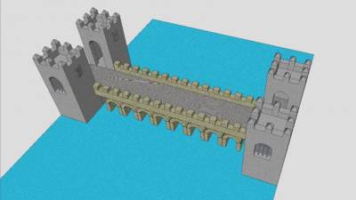 中世纪哨楼石桥SU模型下载_sketchup草图大师SKP模型