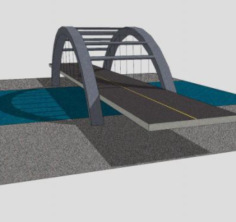现代小型公路桥SU模型下载_sketchup草图大师SKP模型