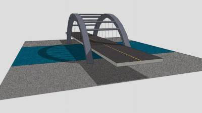 现代小型公路桥SU模型下载_sketchup草图大师SKP模型