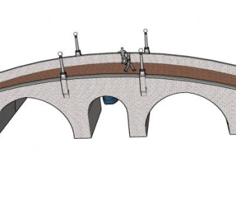 人形河道拱道桥SU模型下载_sketchup草图大师SKP模型