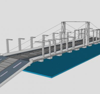 现代高架公路桥梁SU模型下载_sketchup草图大师SKP模型