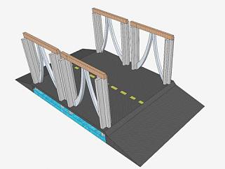 简单公路桥SU模型下载_sketchup草图大师SKP模型