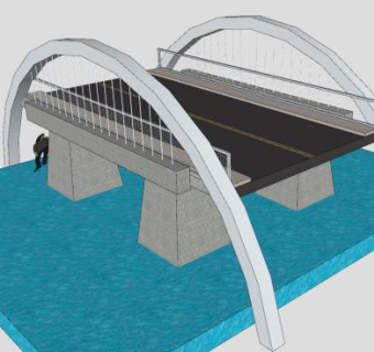 普通混凝土悬索桥SU模型下载_sketchup草图大师SKP模型