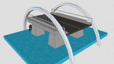 普通混凝土悬索桥SU模型下载_sketchup草图大师SKP模型