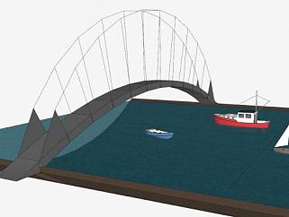海上钢架桥梁SU模型下载_sketchup草图大师SKP模型