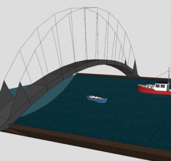 海上钢架桥梁SU模型下载_sketchup草图大师SKP模型
