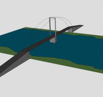 现代跨河桥梁SU模型下载_sketchup草图大师SKP模型