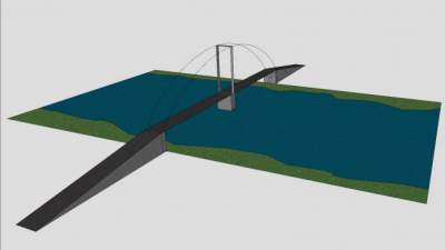 现代跨河桥梁SU模型下载_sketchup草图大师SKP模型