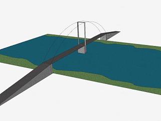 现代跨河桥梁SU模型下载_sketchup草图大师SKP模型