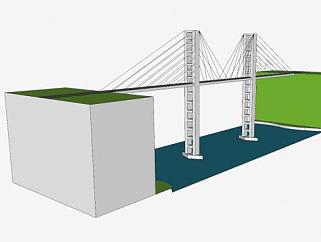 高架斜拉桥SU模型下载_sketchup草图大师SKP模型
