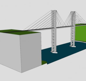 高架斜拉桥SU模型下载_sketchup草图大师SKP模型
