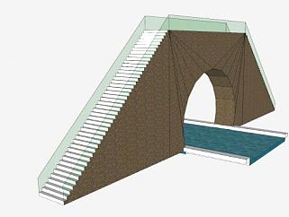 <em>楼梯玻璃</em>护栏拱桥SU模型下载_sketchup草图大师SKP模型