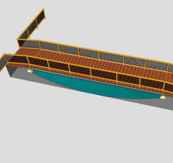 木板护栏桥梁SU模型下载_sketchup草图大师SKP模型