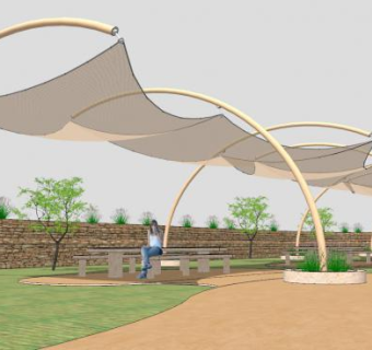 建筑公园小道树冠SU模型下载_sketchup草图大师SKP模型