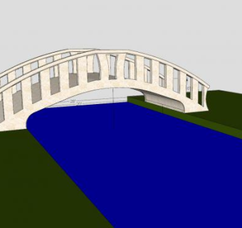 铸石护栏拱桥SU模型下载_sketchup草图大师SKP模型