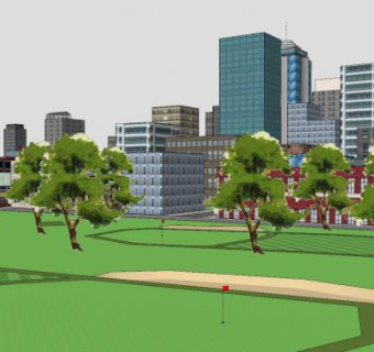 城市建筑公园中心SU模型下载_sketchup草图大师SKP模型