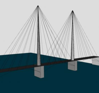 简易斜拉桥桥梁SU模型下载_sketchup草图大师SKP模型