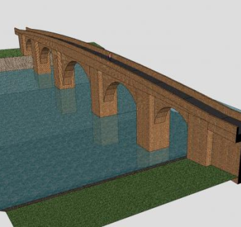 河上砖石拱桥SU模型下载_sketchup草图大师SKP模型